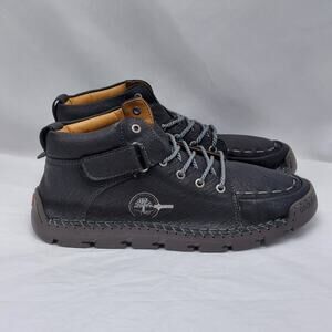 Gracosy Men’s Black Faux Leather Work Boots Fleece Lined Shoes Size 47(US 12)